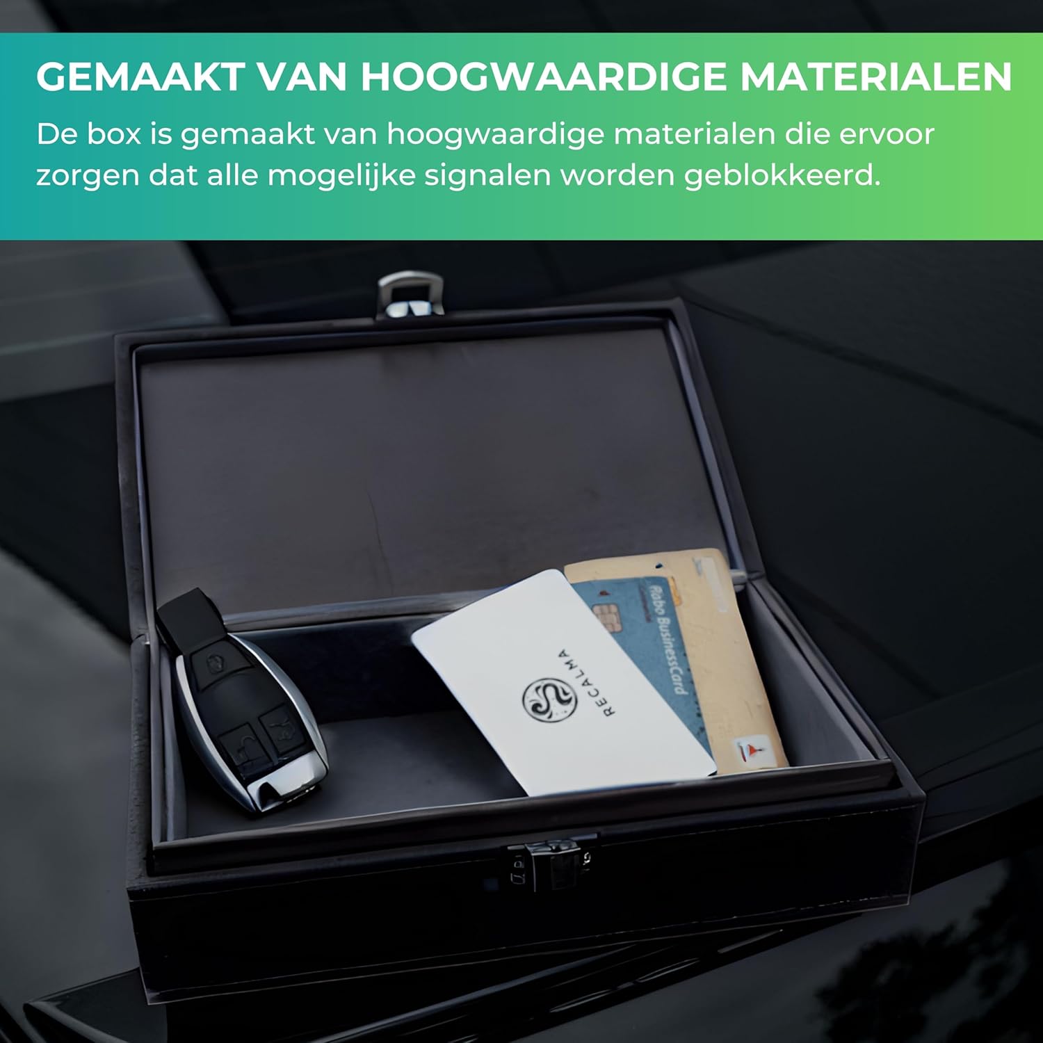 Recalma Faraday Box – Sleutelloze RFID Anti-Diefstal Box, Zwart, voor Autosleutels en Signaalgevoelige Items
