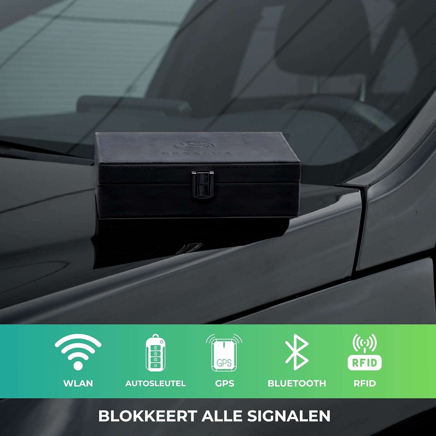 Recalma Faraday Box – Sleutelloze RFID Anti-Diefstal Box, Zwart, voor Autosleutels en Signaalgevoelige Items