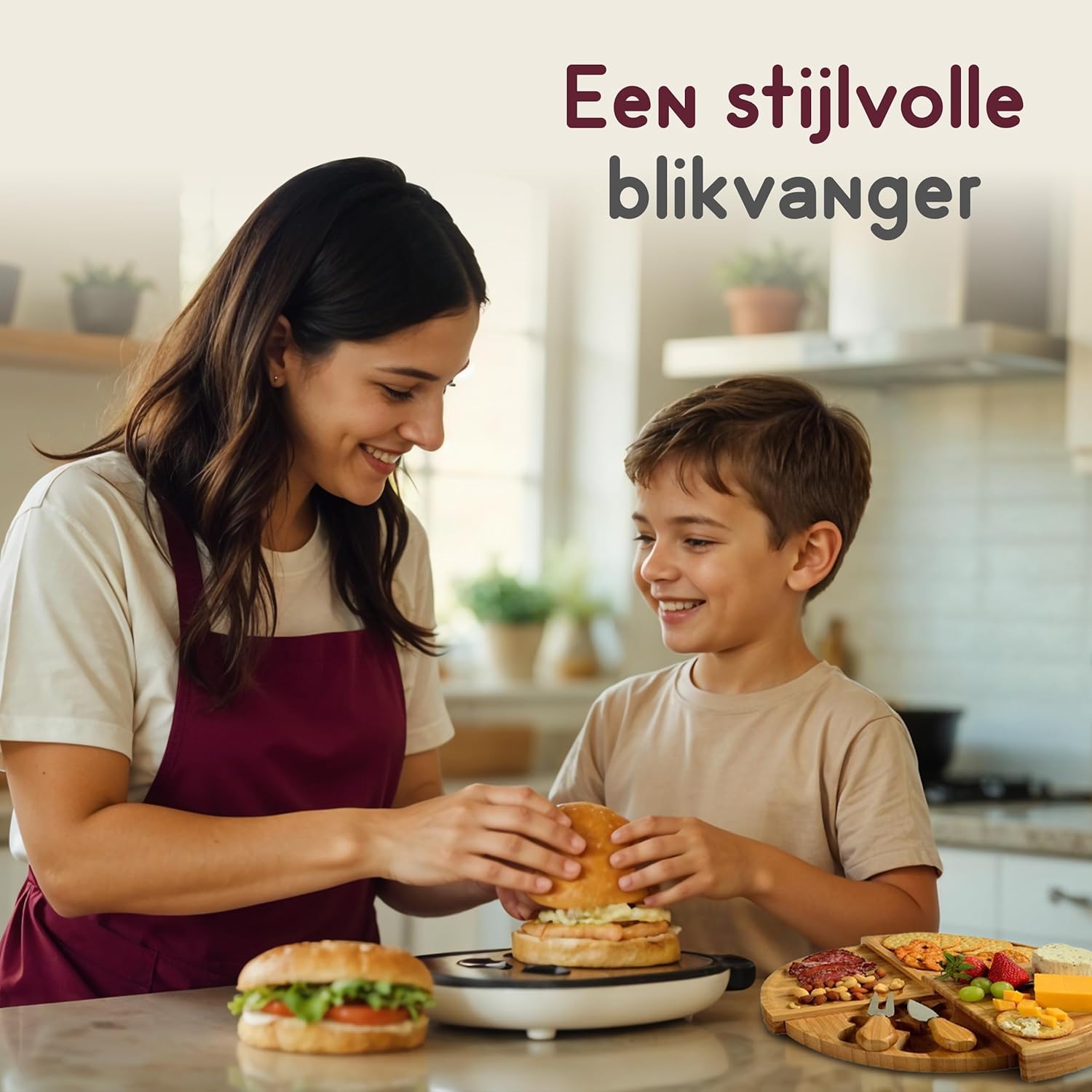 Recalma 4‑Lagen Tapasplank met Verborgen Lade & 2 Kaasmesjes