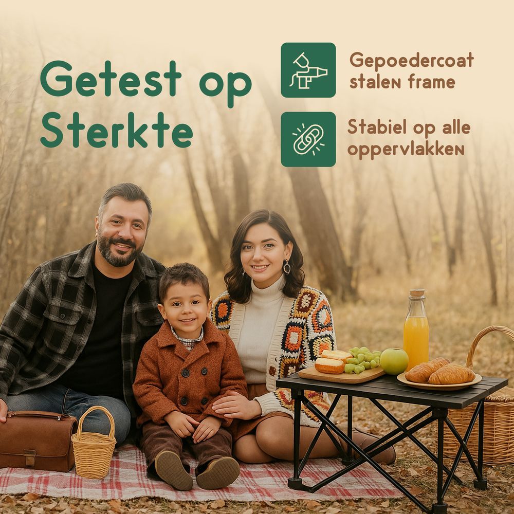 Recalma inklapbare campingtafel - 55x41x40 cm - Zwart