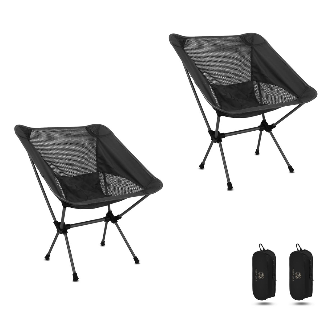 Recalma Campingstoel Opvouwbaar & Inklapbaar - Zwart