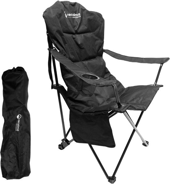 Recalma Campingstoel XXL met hoge rugleuning – zwart
