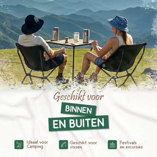 Recalma Campingstoel Opvouwbaar & Inklapbaar - Zwart