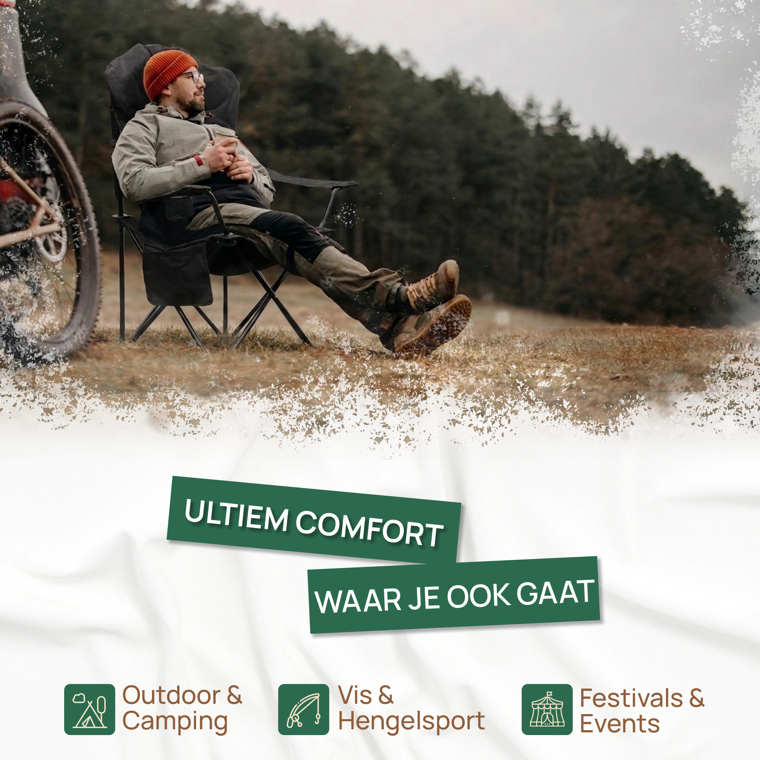 Recalma Campingstoel XXL met hoge rugleuning – zwart