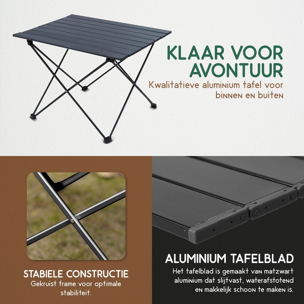 Recalma inklapbare campingtafel - 55x41x40 cm - Zwart