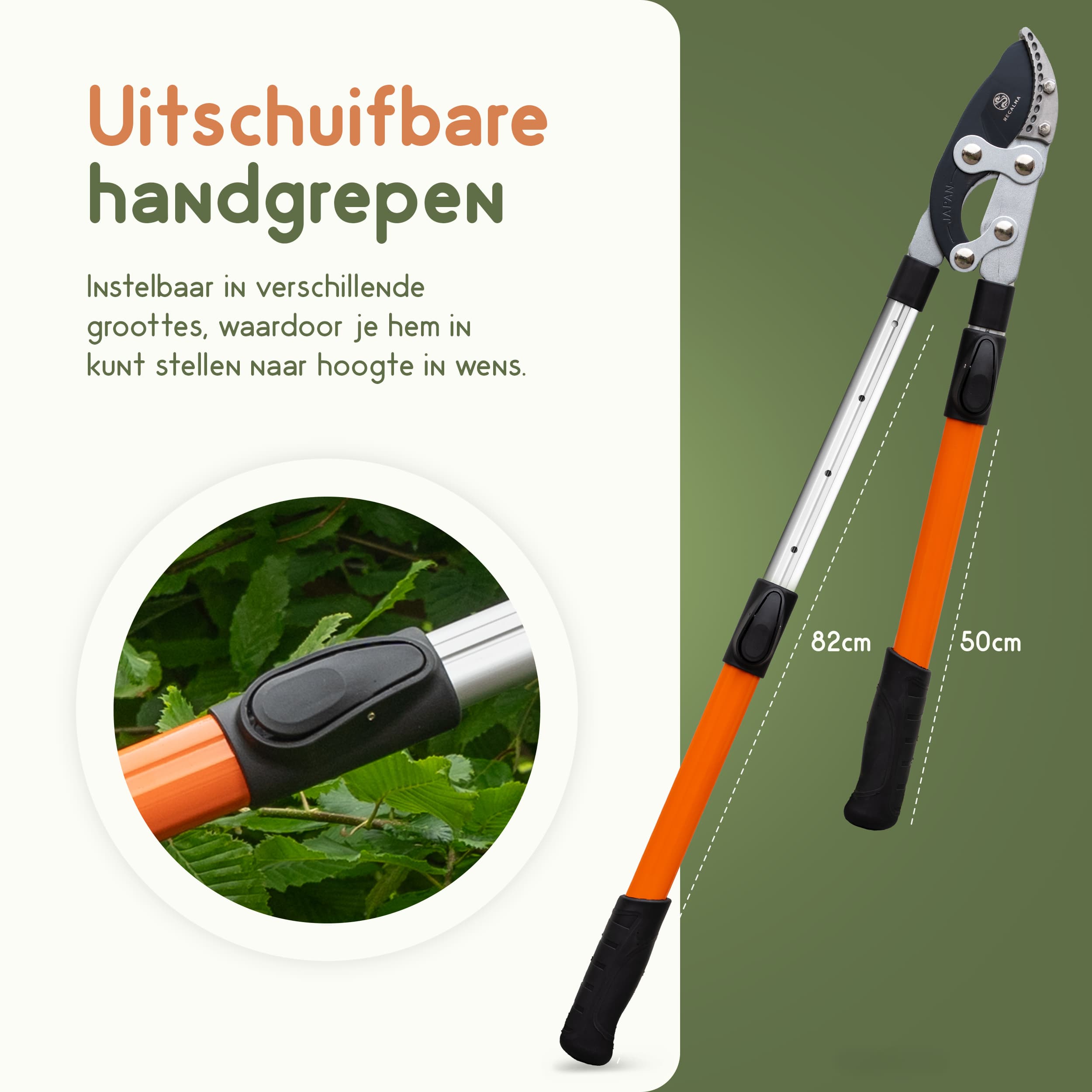 Snoeischaar met uitschuifbare handgrepen