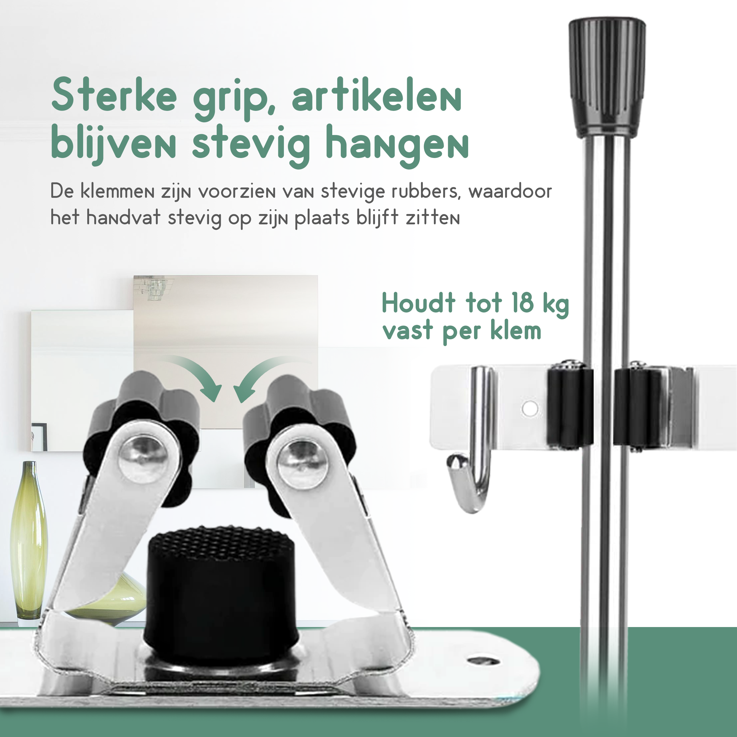 Recalma bezemhouder gereedschapshouder 8 Haken 7 Klemmen