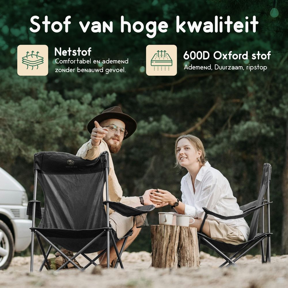 Recalma opvouwbare campingstoelen – set van 2