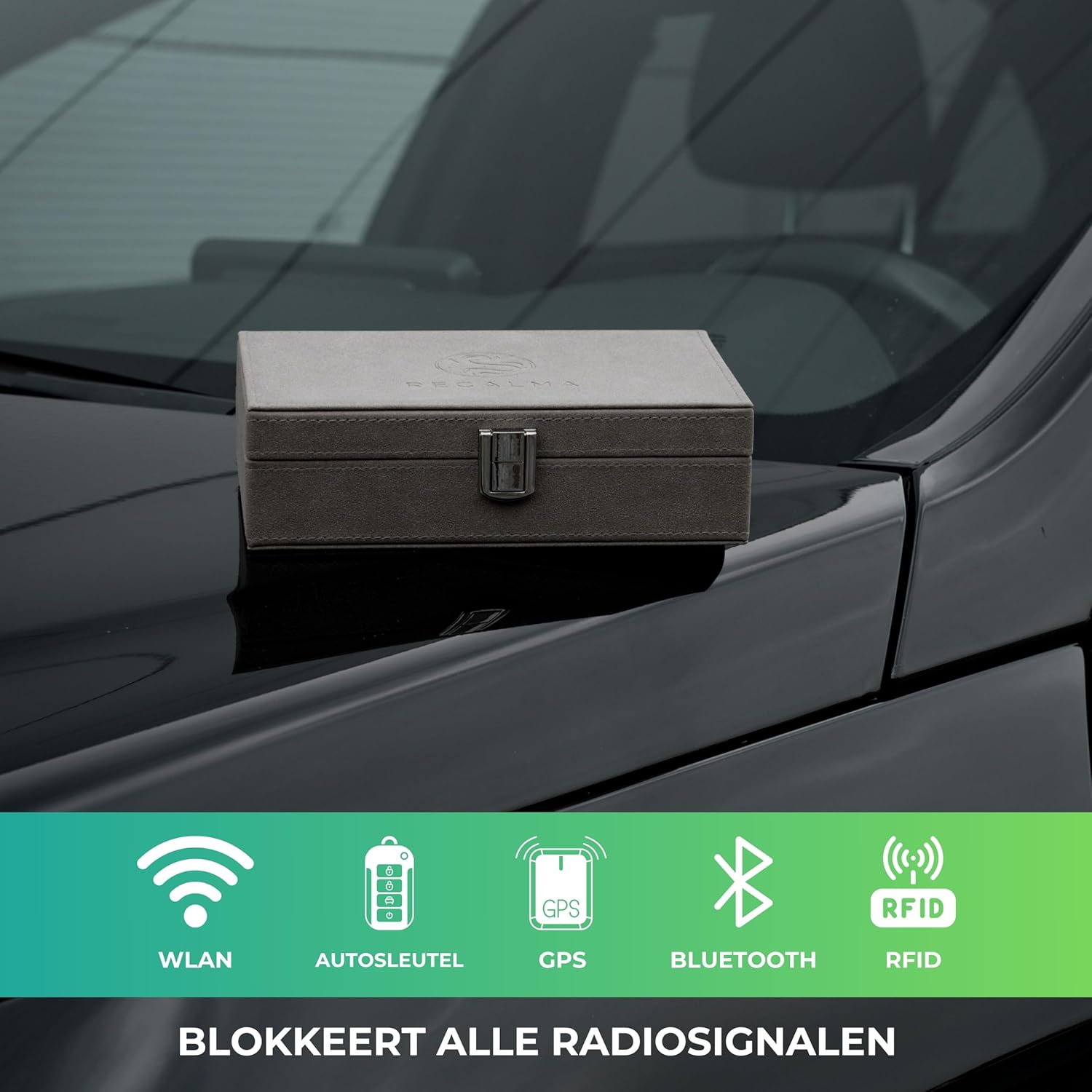 Recalma Faraday Box – Sleutelloze RFID Anti-Diefstal Box voor Autosleutels en Waardevolle Items, Grijs