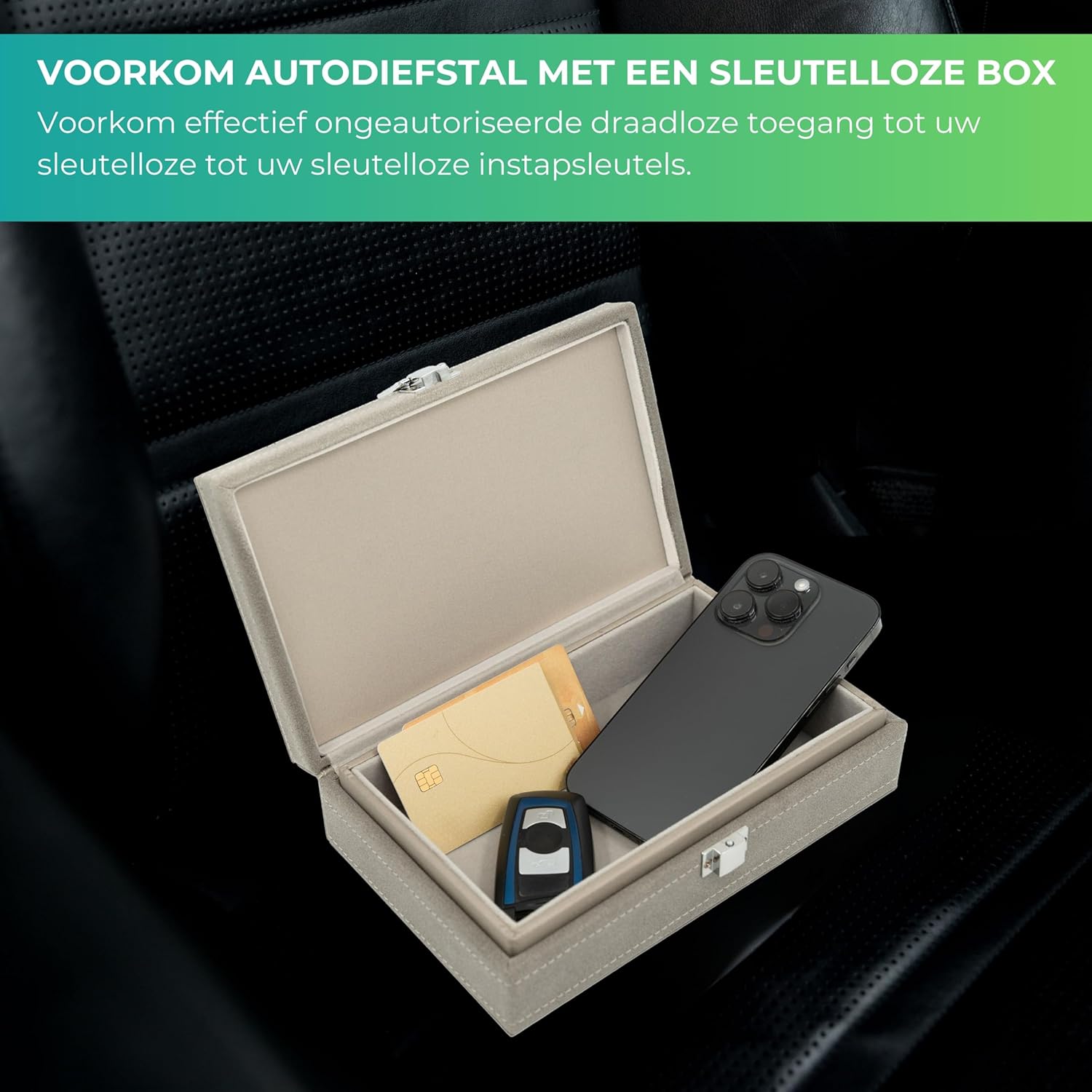 Recalma Faraday Box – Sleutelloze RFID Anti-Diefstal Box voor Autosleutels en Waardevolle Items, Grijs