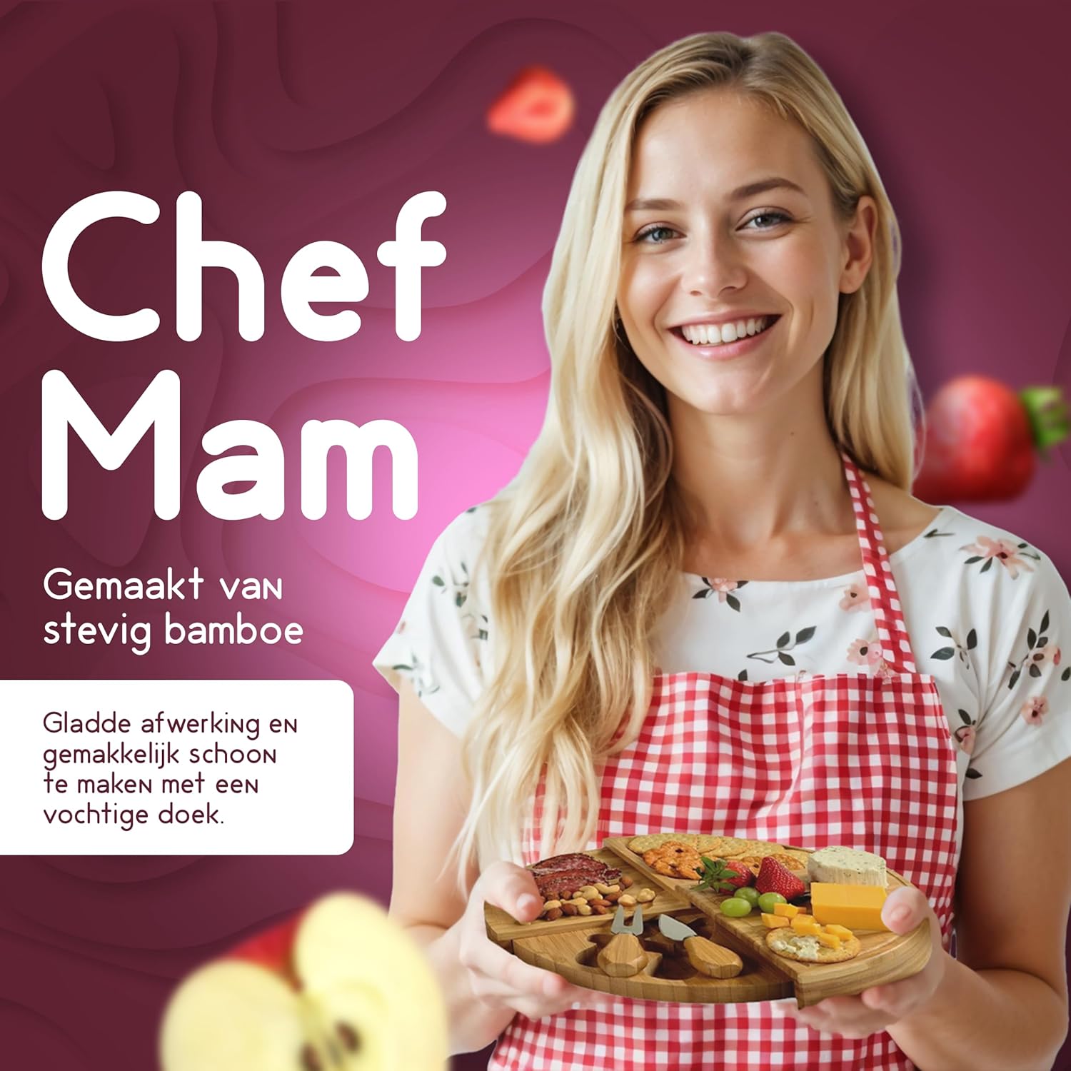 Recalma 4‑Lagen Tapasplank met Verborgen Lade & 2 Kaasmesjes