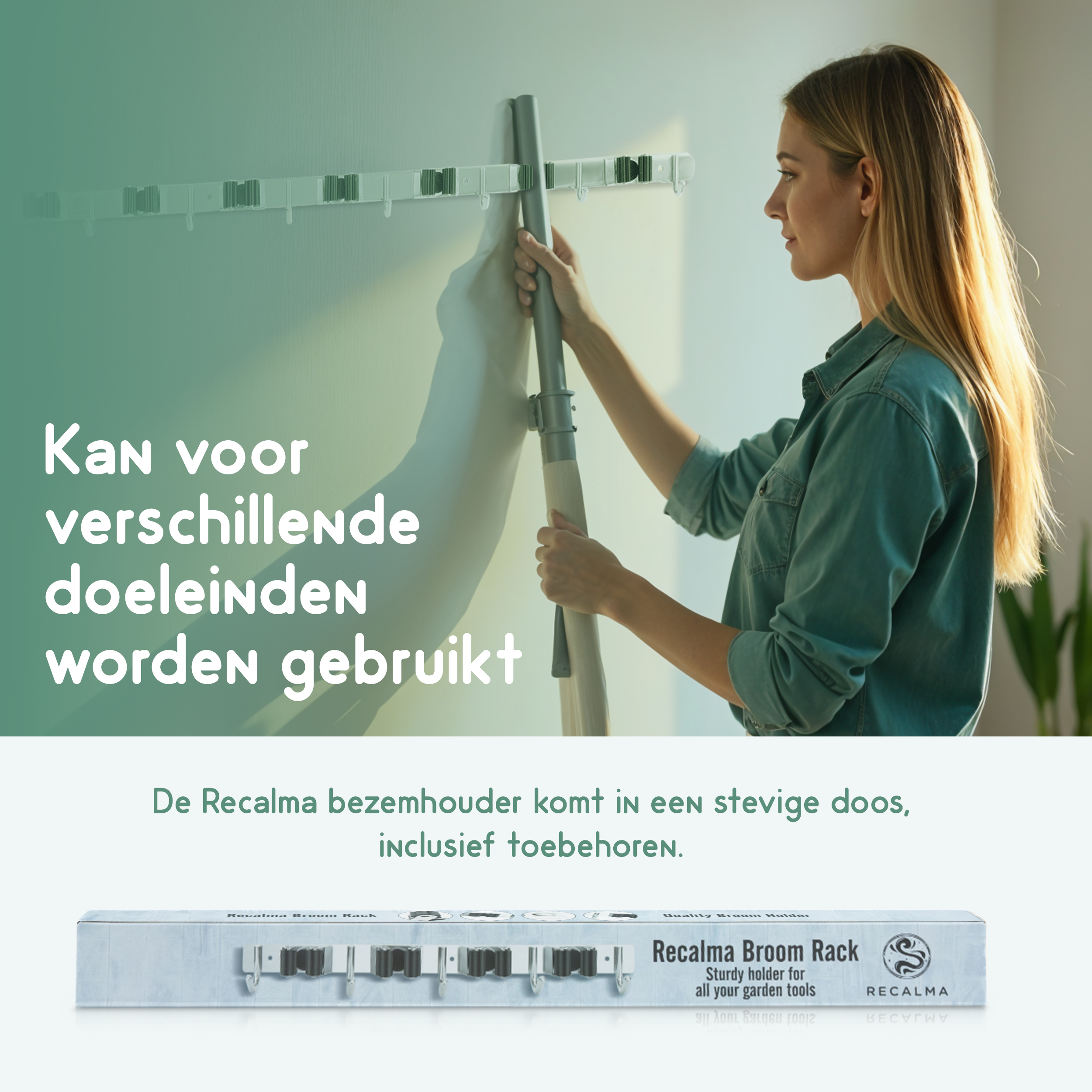 Recalma bezemhouder gereedschapshouder 8 Haken 7 Klemmen