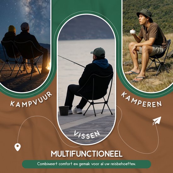 Recalma Campingstoel Opvouwbaar & Inklapbaar - Zwart