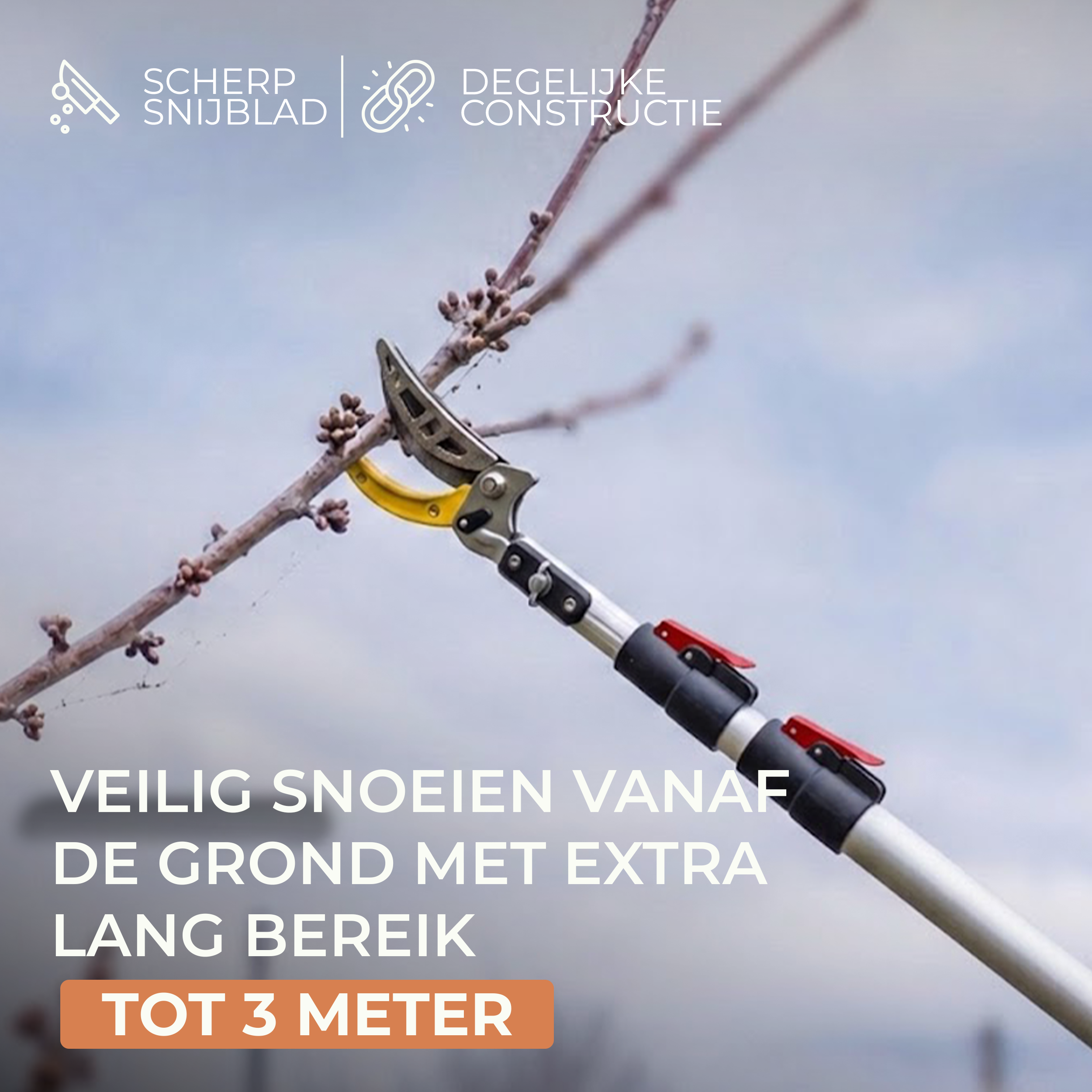 Recalma Telescopische takkenschaar met zaag (140–300 cm) – Uitschuifbare snoeischaar voor hoge takken
