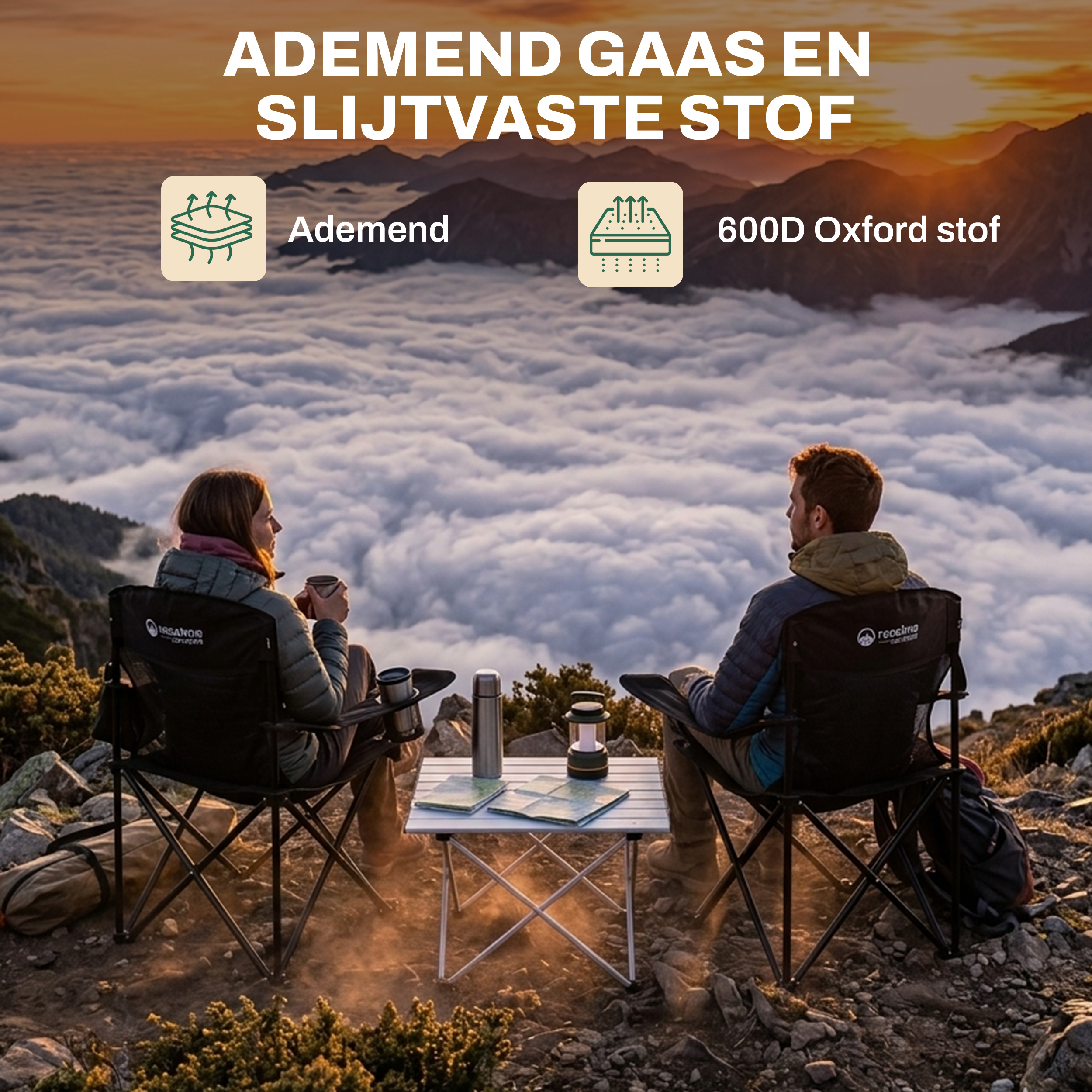 Recalma campingstoel met Koelvak - Opvouwbare kampeerstoel tot 150 kg