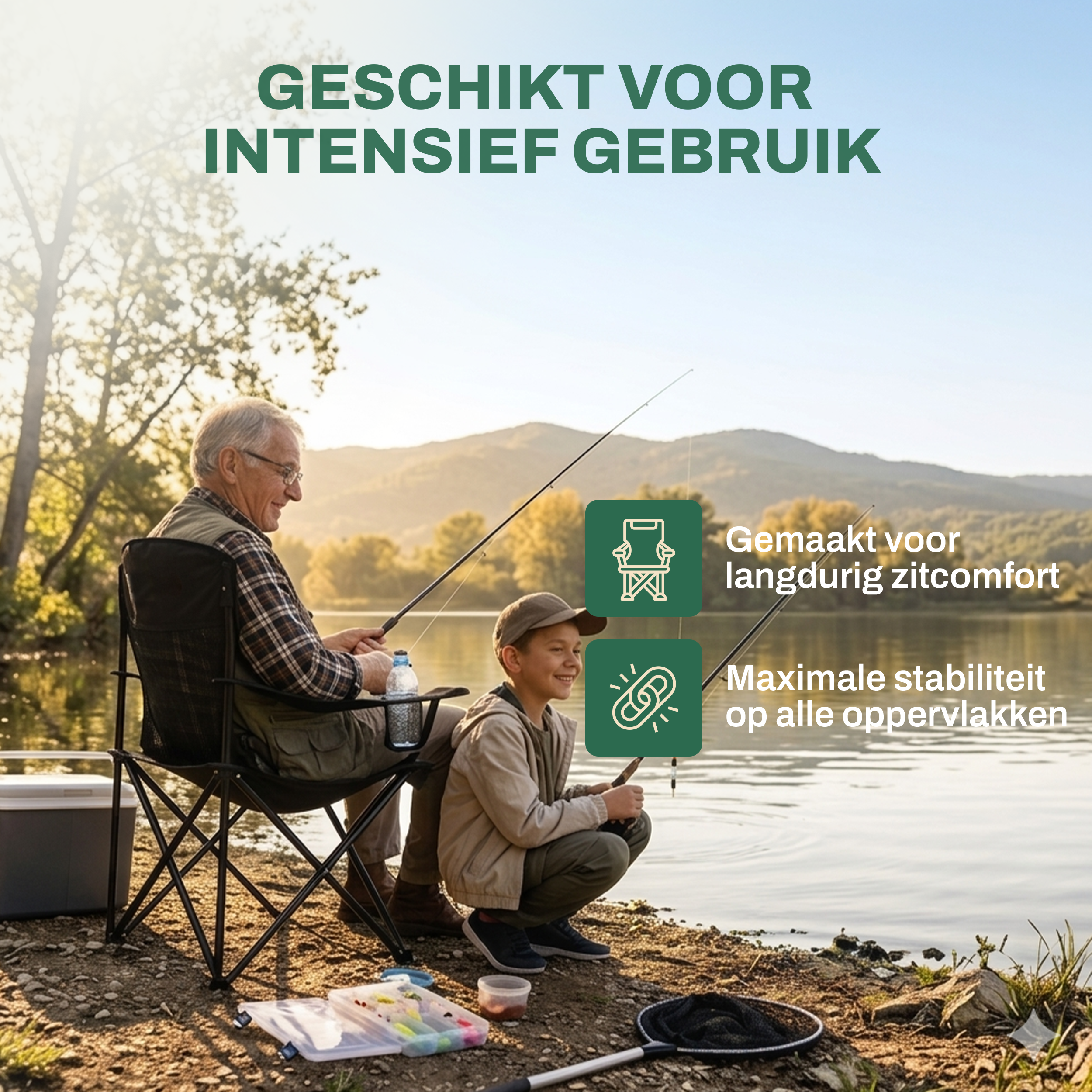 Recalma campingstoel met Koelvak - Opvouwbare kampeerstoel tot 150 kg