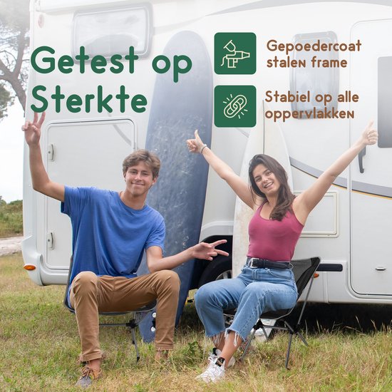 Recalma Campingstoel Opvouwbaar & Inklapbaar - Zwart