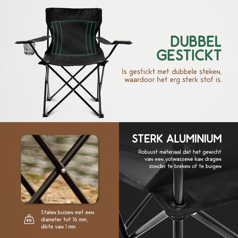 Recalma opvouwbare campingstoelen – set van 2